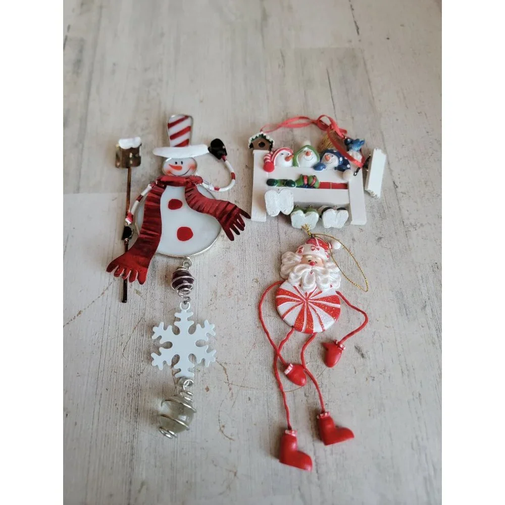 Snowman snowflake dangle‎ feet variety ornament Xmas set unique